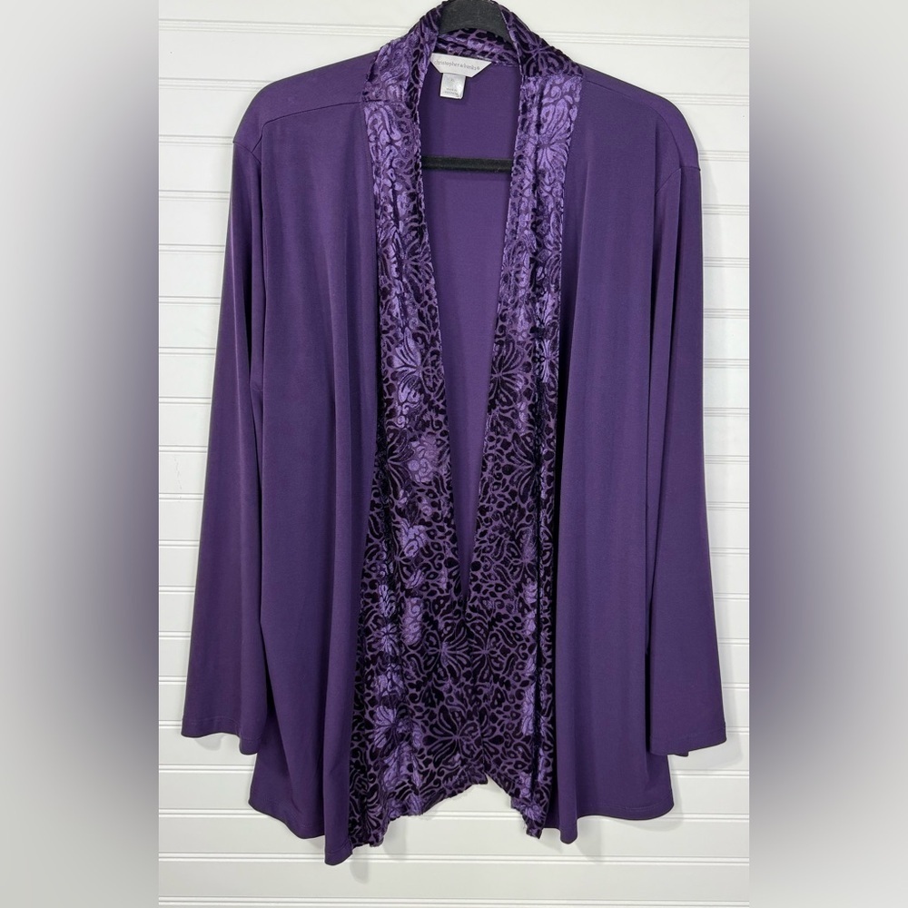 Christopher & Banks XL dressy purple overlay top.